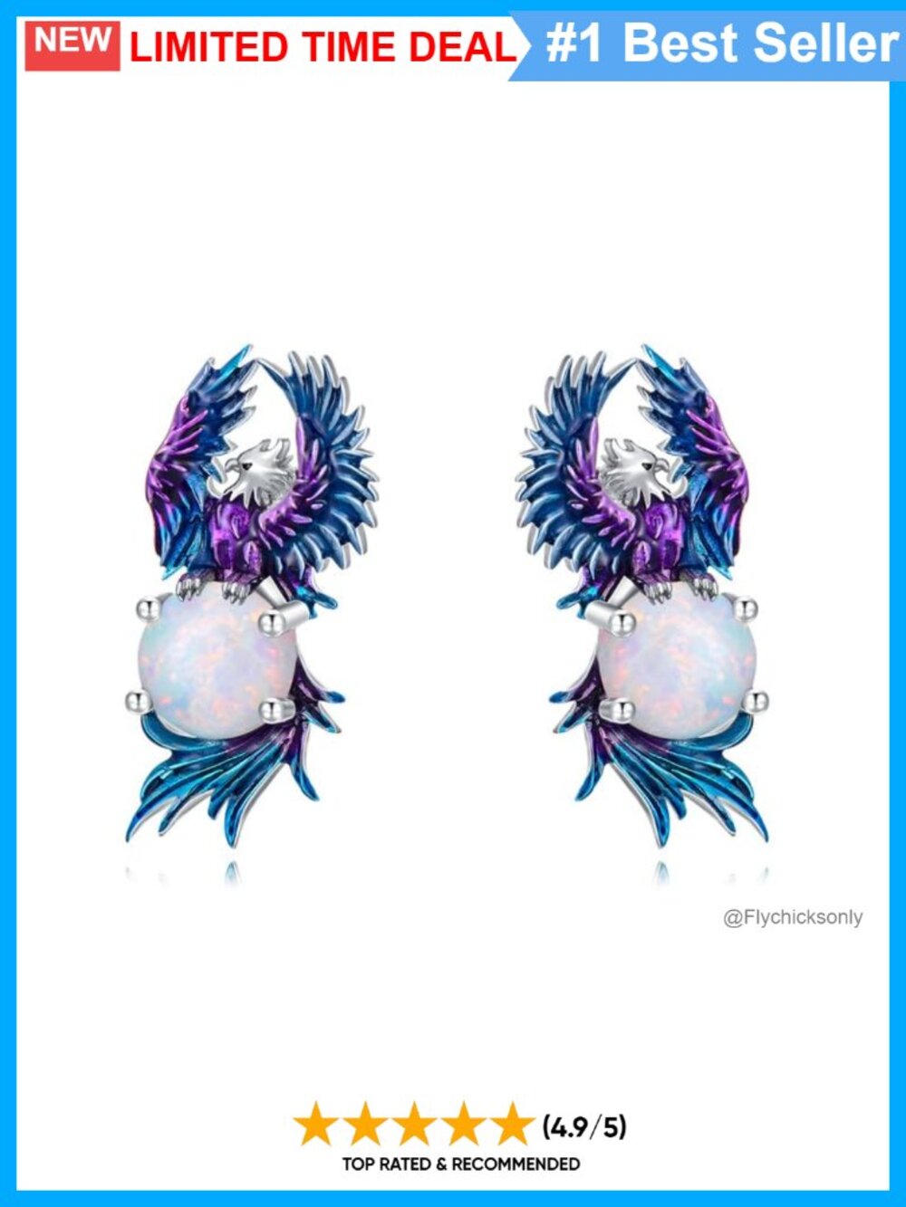 Sterling Silver Opal Animal Stud Earrings Women Hypoallergenic Gift